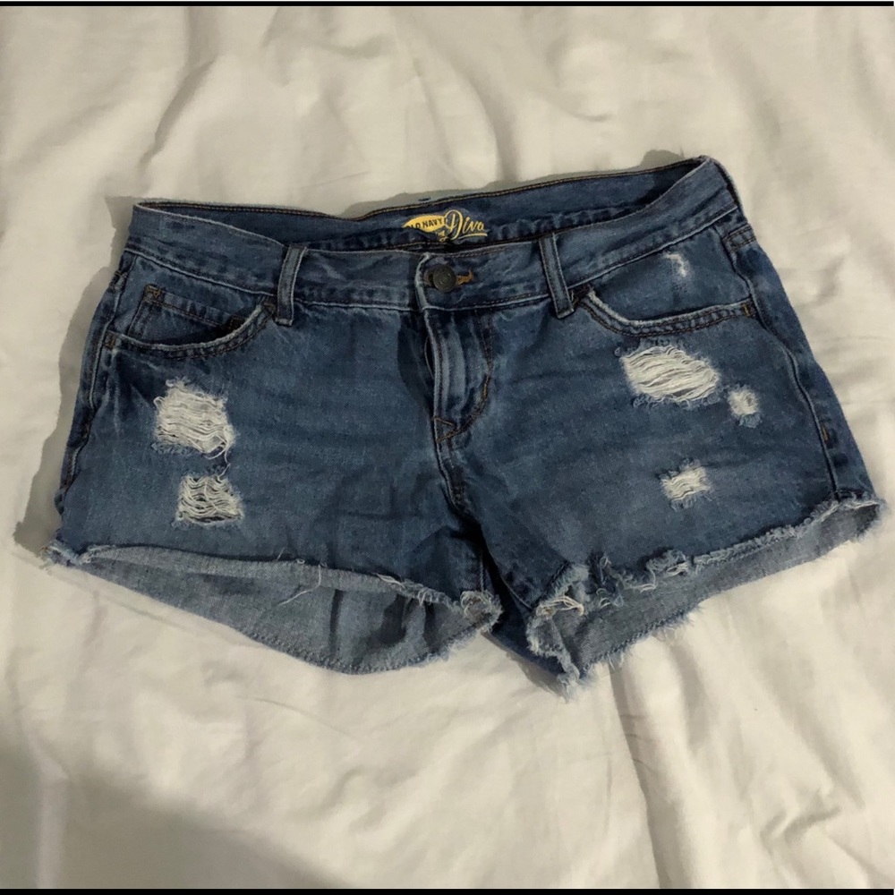 Medium wash Old Navy Cut off ripped shorts